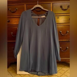 Show Me Your Mumu slate blue flowy long sleeved dress S
